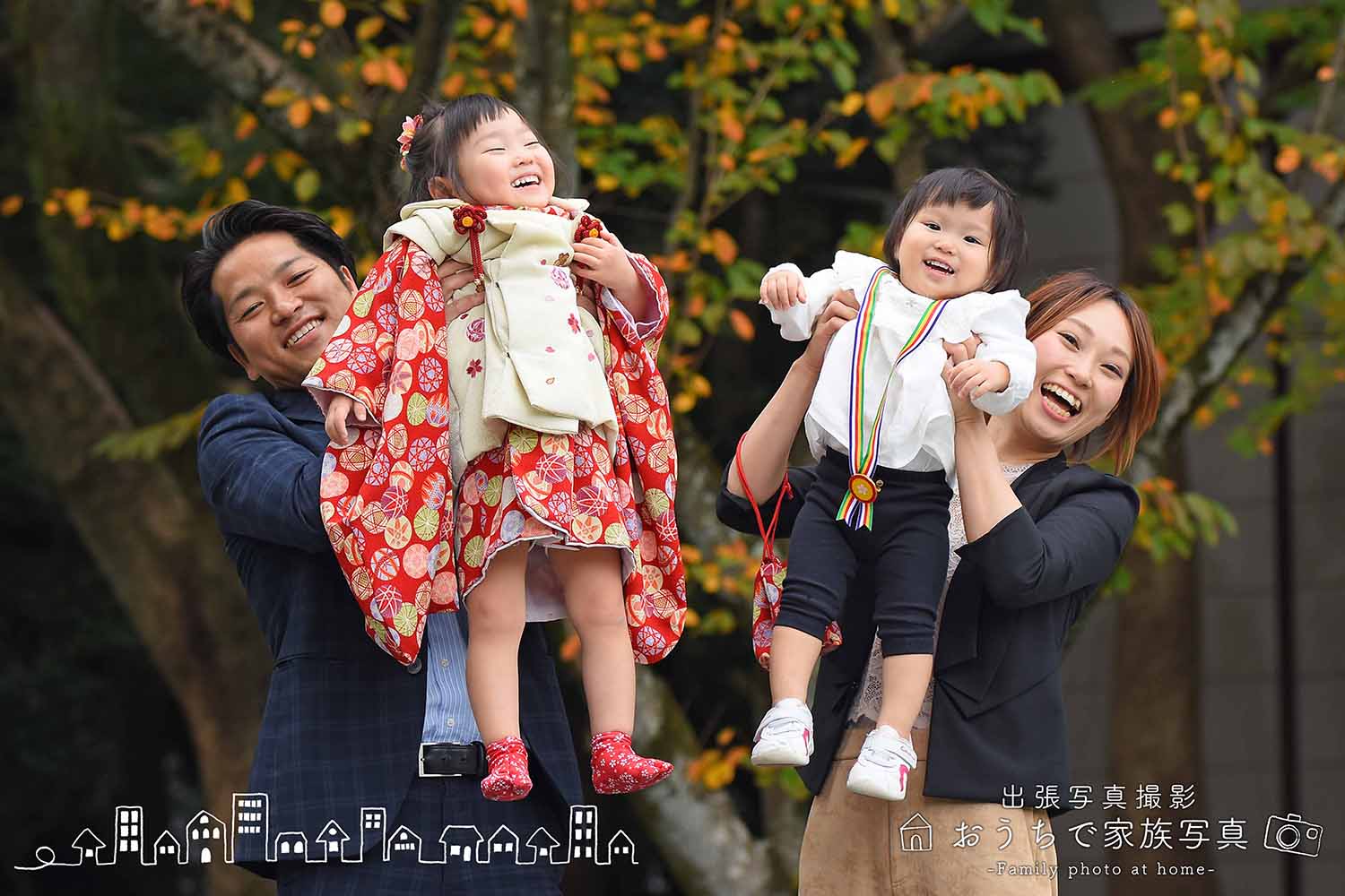 出張写真の護国神社での七五三の写真