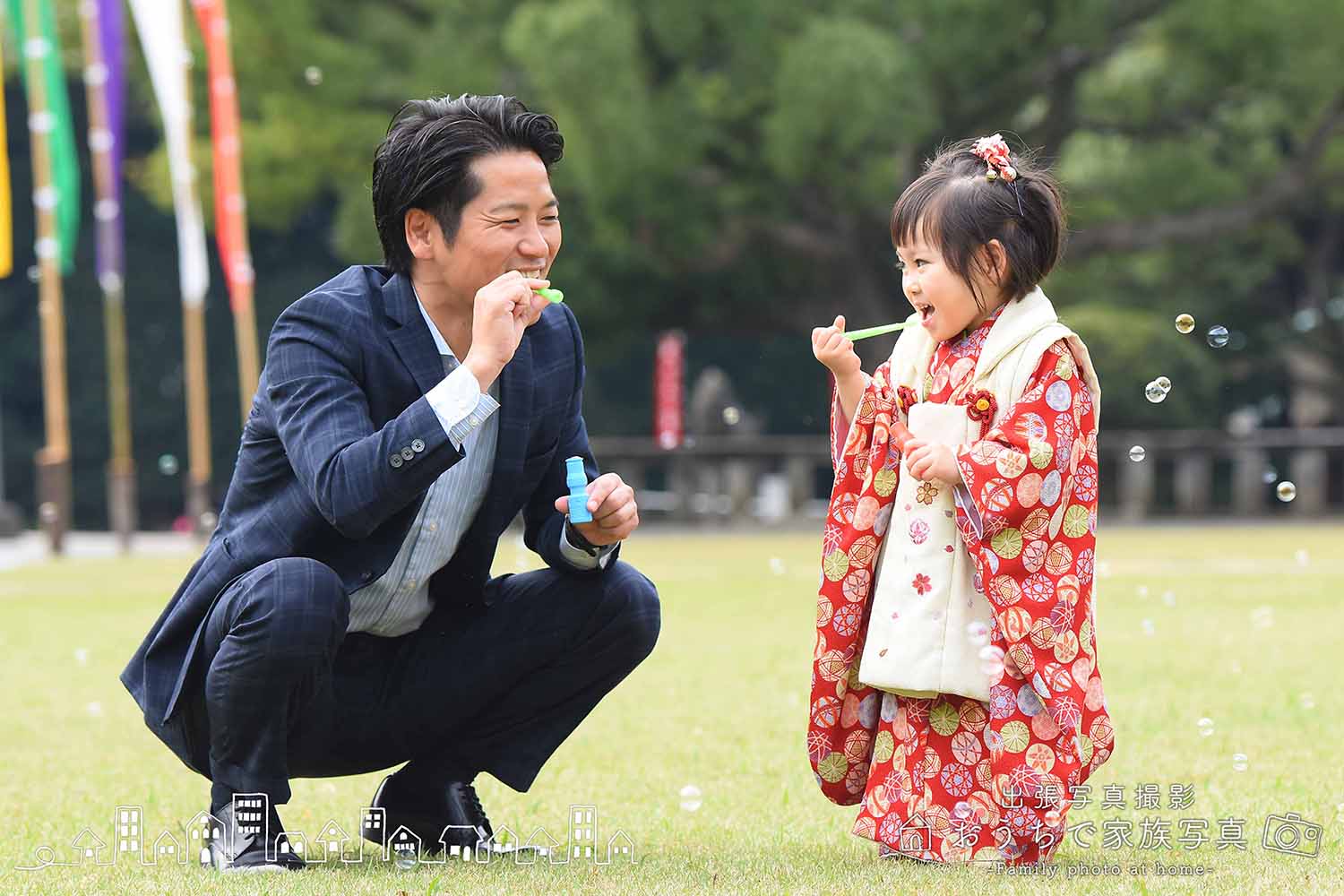 出張写真の護国神社での七五三の写真